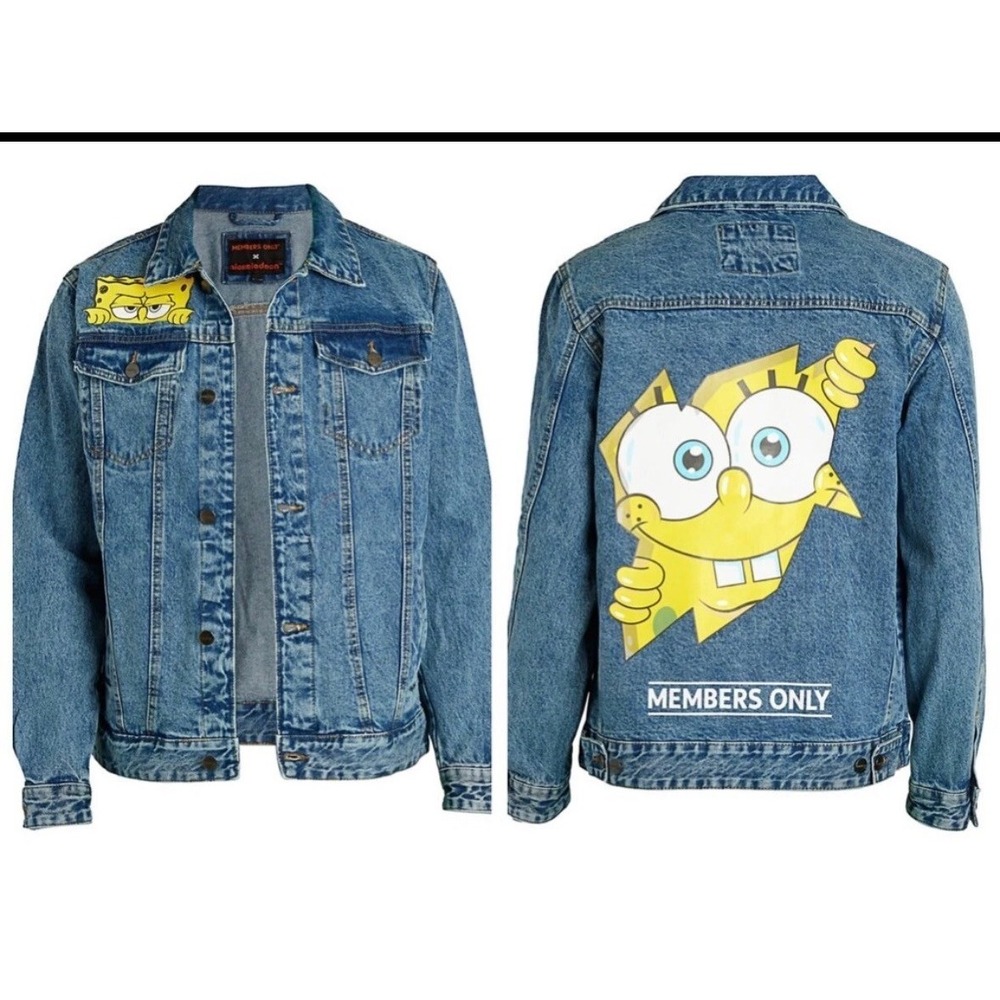 Members Only Nickelodeon SpongeBob Men's Small Casual Denim Jacket 90s‎